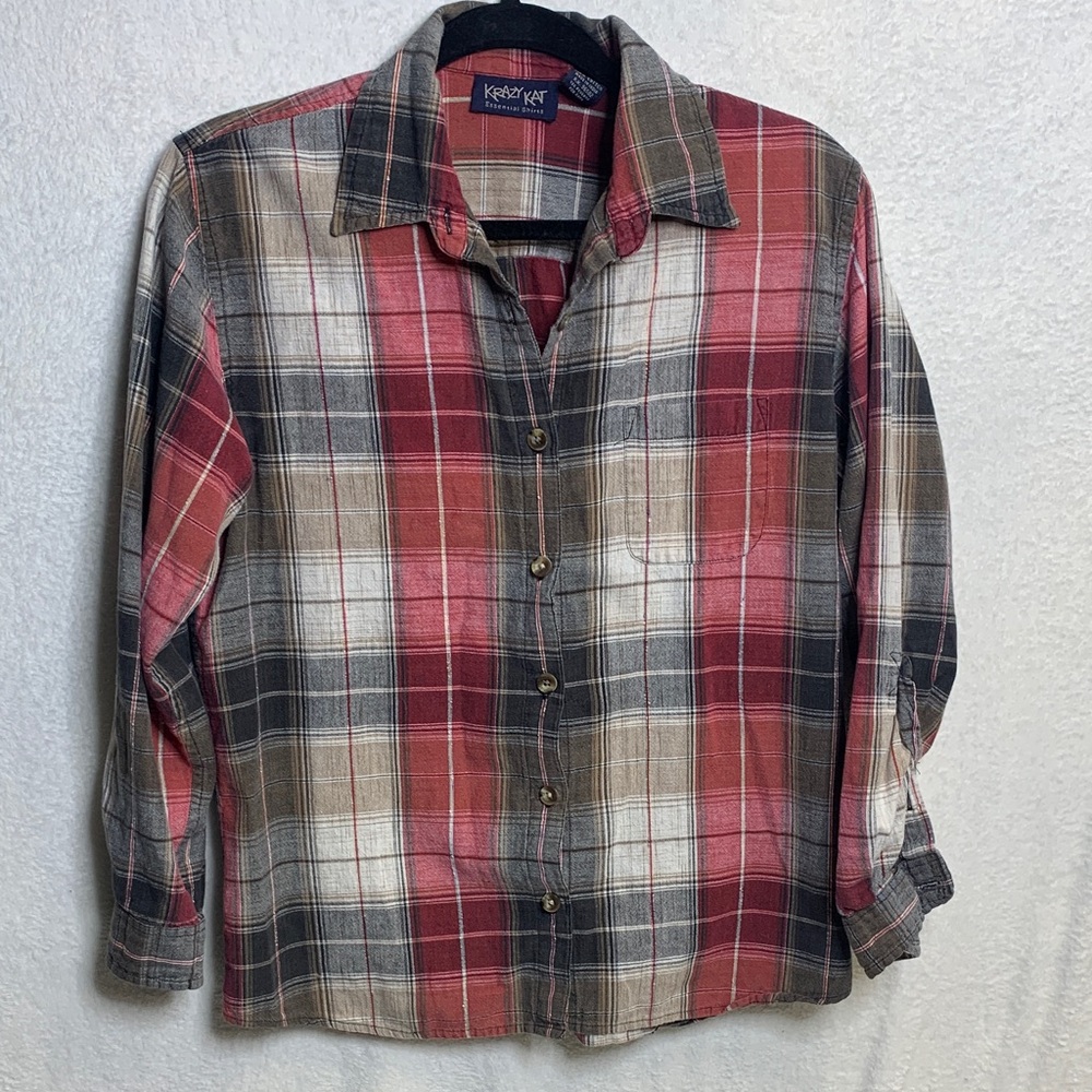 Krazy Kat Red and Brown Plaid Shirt